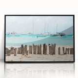 Large abstract wall art depicting a serene Quintana Roo scenery in muted earth tones on a black framed acrylic.