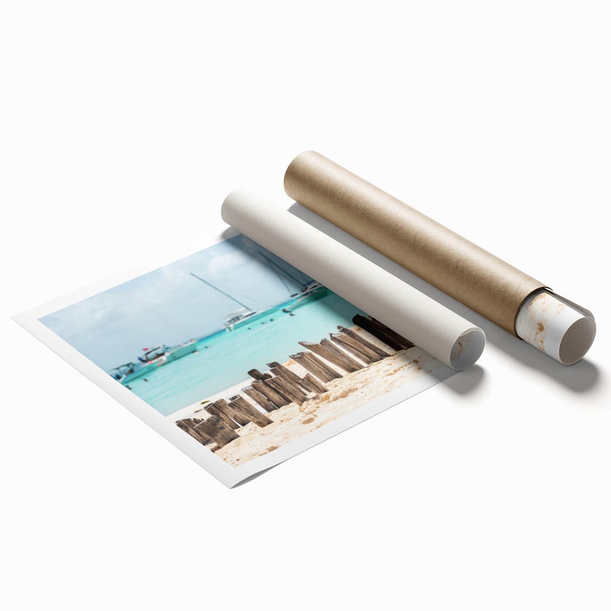 Extra large rolled print of Quintana Roo scenery with vibrant floral elements, ideal for classy bathroom wall art.