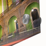 Acrylic print of Yucatan scenery with vibrant green and blue tones, suitable for dining room or bedroom decor.