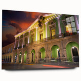 Large abstract wall art depicting a Yucatan scenery in vibrant colors on acrylic glass.