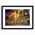 Extra large abstract art print of colorful, textured scenery from Yucatan, framed in black, ideal for living room decor.