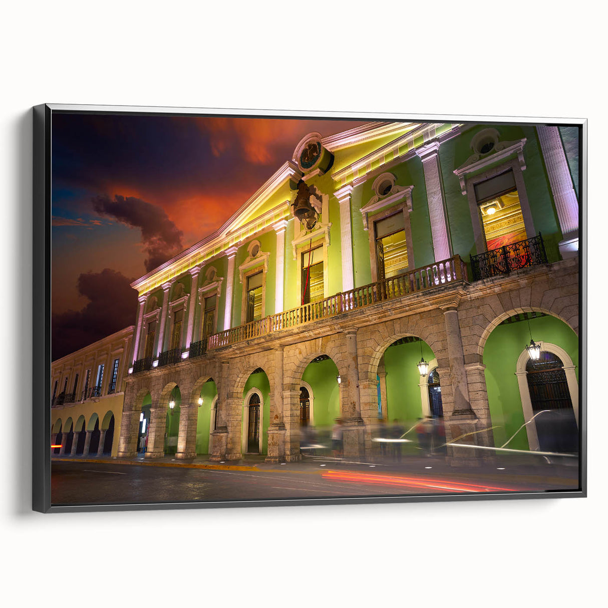 Black and white framed canvas of Yucatan landscape, ideal for bedroom wall decor.