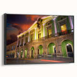 Black and white framed canvas of Yucatan landscape, ideal for bedroom wall decor.