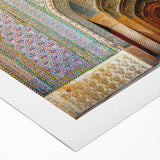 Art deco poster of a Middle Eastern landscape in earth tones on rolled canvas, suitable for dining room decor.