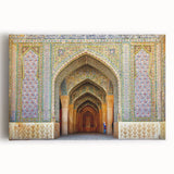 Black and white stretched canvas featuring a panoramic view of a Middle Eastern landscape, ideal for kitchen wall art.