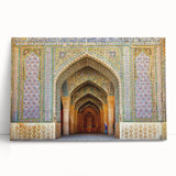 Black and white stretched canvas depicting a scenic Middle Eastern landscape, ideal for kitchen wall art or bedroom ambiance.