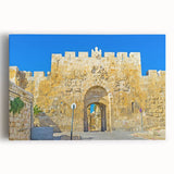 Black and white stretched canvas of Jerusalem skyline, ideal for kitchen wall art.