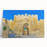 Black and white stretched canvas of Jerusalem skyline, ideal for kitchen wall art or bedroom ambiance.