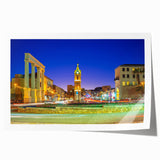 Rolled print of Tel Aviv skyline in muted earth tones, ideal for art wall dining room.