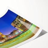 Extra large rolled print of Tel Aviv with line art flowers in muted tones, suited for large living room wall art.