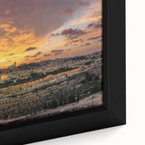 Extra large framed canvas featuring a textured, colorful Middle Eastern scenery in muted earth tones.