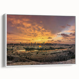 Vintage poster art of a Middle Eastern landscape on framed canvas, featuring colorful art in extra large size.