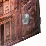 Large abstract wall art of a Middle Eastern Jordan scene in muted earth tones on acrylic glass.