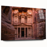 Large abstract depiction of Jordanian scenery in muted earth tones on acrylic glass.