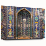 Large abstract wall art of Oman landscape in muted earth tones on acrylic glass, ideal for bedroom or dining room decor.