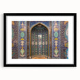 Abstract art print featuring a colorful, textured depiction of Middle-Eastern scenery in an extra large black frame.