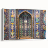 Vintage poster art of an Omani landscape on extra large framed canvas, featuring vibrant colors against a black background.