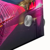 Large abstract wall art of a Qatar scenery in muted earth tones on acrylic glass, suitable for dining room ambiance.