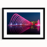 Extra large abstract art print featuring colorful, textured scenery of Qatar, framed in black, ideal for living room decor.