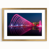 Extra large abstract art print of a Middle Eastern Qatar scenery in a gold frame with mat.
