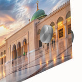 Large abstract wall art depicting Saudi Arabian scenery in mid-century modernist style on acrylic glass.