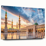 Acrylic glass print of an abstract Middle Eastern scenery in muted earth tones, suitable for bedroom or dining room decor.