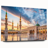 Large abstract wall art of a Middle Eastern desert scene in muted earth tones on acrylic glass.