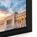 Extra large framed canvas featuring a textured depiction of a Saudi Arabian landscape in black with colorful accents.