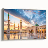 Landscape art painting of a Middle Eastern scenery on a silver-framed canvas.