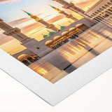 Art deco poster featuring a Saudi Arabian landscape in muted earth tones on rolled canvas, ideal for dining room wall art.