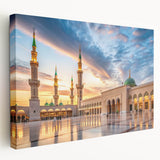 Stretched canvas depicting a Middle Eastern cityscape in warm earth tones, suitable as kitchen wall art.