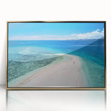 Framed acrylic print of a serene Oceania Fiji landscape in soft pastel shades, ideal for modern art wall decor.