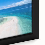 Extra large framed canvas of a textured Fiji scenery in vibrant colors, ideal for living room decor.