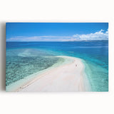 Large black and white stretched canvas featuring the serene Fiji oceanscape, ideal for kitchen wall art.