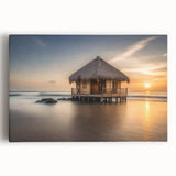 Black and white stretched canvas of Bora Bora scenery, ideal for kitchen wall art.