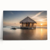 Black and white stretched canvas of Bora Bora scenery, ideal for kitchen wall art or bedroom ambiance.