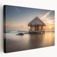 Large art depicting the serene Bora Bora landscape on a stretched canvas, suitable for kitchen wall art.