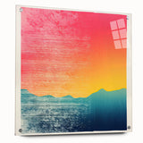 Acrylic print of Tahiti landscape in muted blue and green hues, ideal for bedroom or dining room decor.