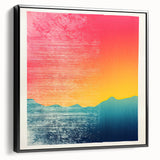 Black and white framed canvas of a Tahitian landscape, featuring vintage poster art style, ideal for bedroom wall decor.