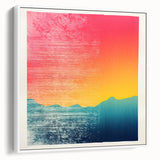 Vintage poster art of Tahitian scenery in vibrant colors on a large framed canvas, ideal for living room decor.