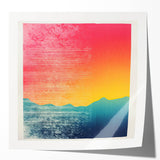 Extra large rolled print of a Tahitian seascape with lush florals and vivid blue ocean tones.