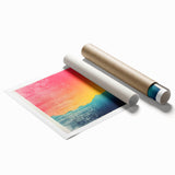 Extra large rolled print of a floral Tahitian landscape in vibrant green and blue tones.