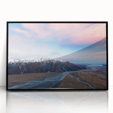 Large abstract wall art of Canterbury, New Zealand in muted earth tones on a framed acrylic.