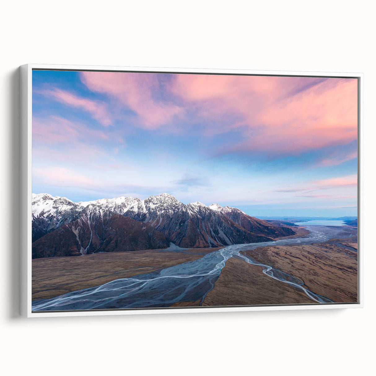 Vintage poster art of Canterbury, New Zealand scenery on extra large framed canvas with vibrant colors.