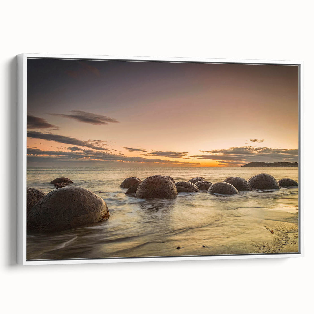 Vintage poster art of Otago, New Zealand landscape in colorful hues on extra large framed canvas.