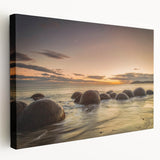 Side view of a stretched canvas depicting Otago, New Zealand scenery in natural colors, ideal for kitchen wall art.