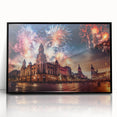 Large abstract wall art depicting a stylized Buenos Aires cityscape in muted earth tones, framed in black acrylic.