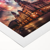 Art deco poster of Buenos Aires with pastel tones on rolled canvas, suitable for dining room decor.