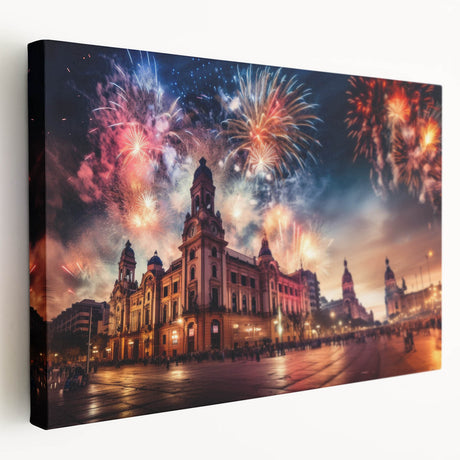 Stretched canvas print of a vibrant Buenos Aires cityscape, ideal for kitchen wall art.