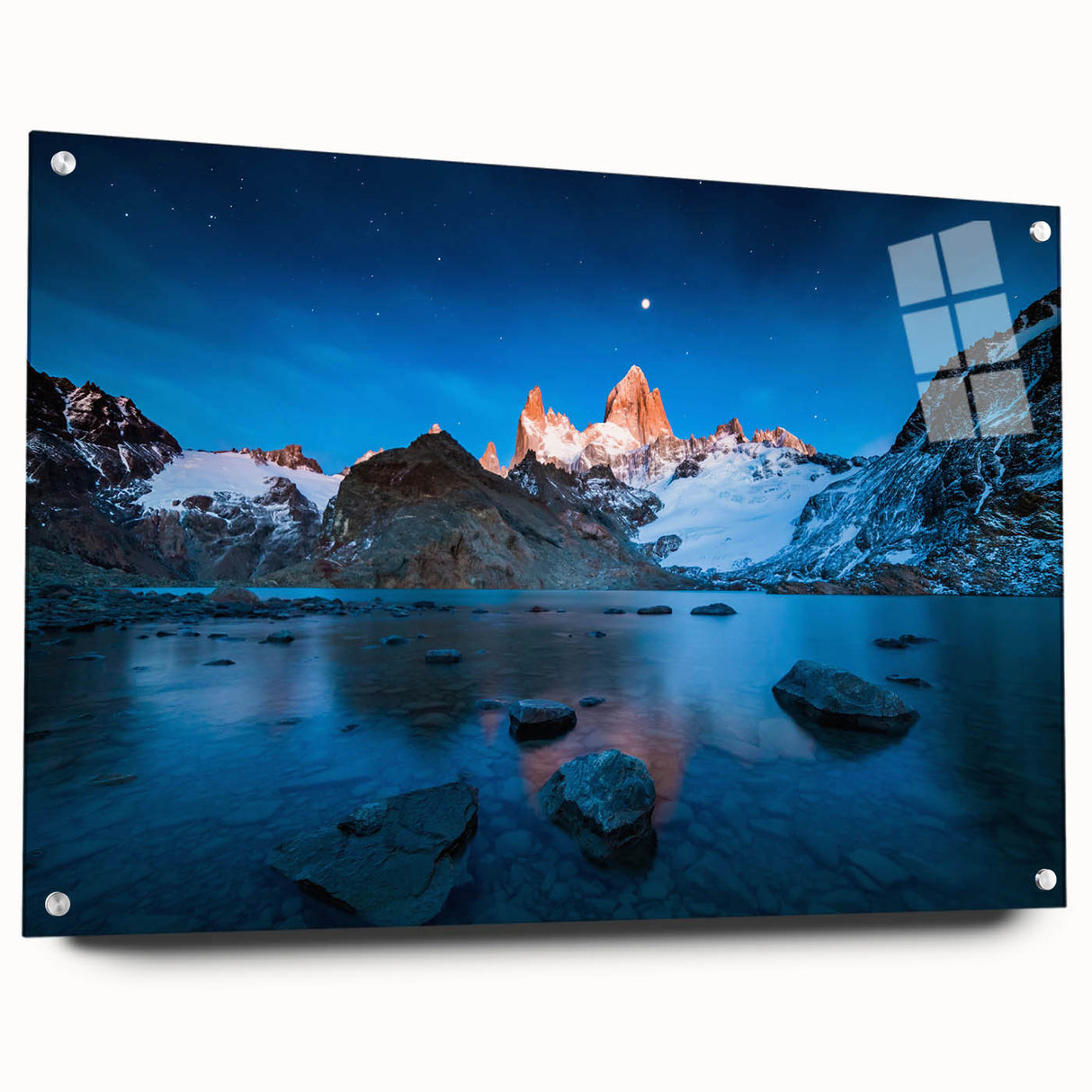 Acrylic print of a large abstract depiction of an Argentine landscape in earthy tones.